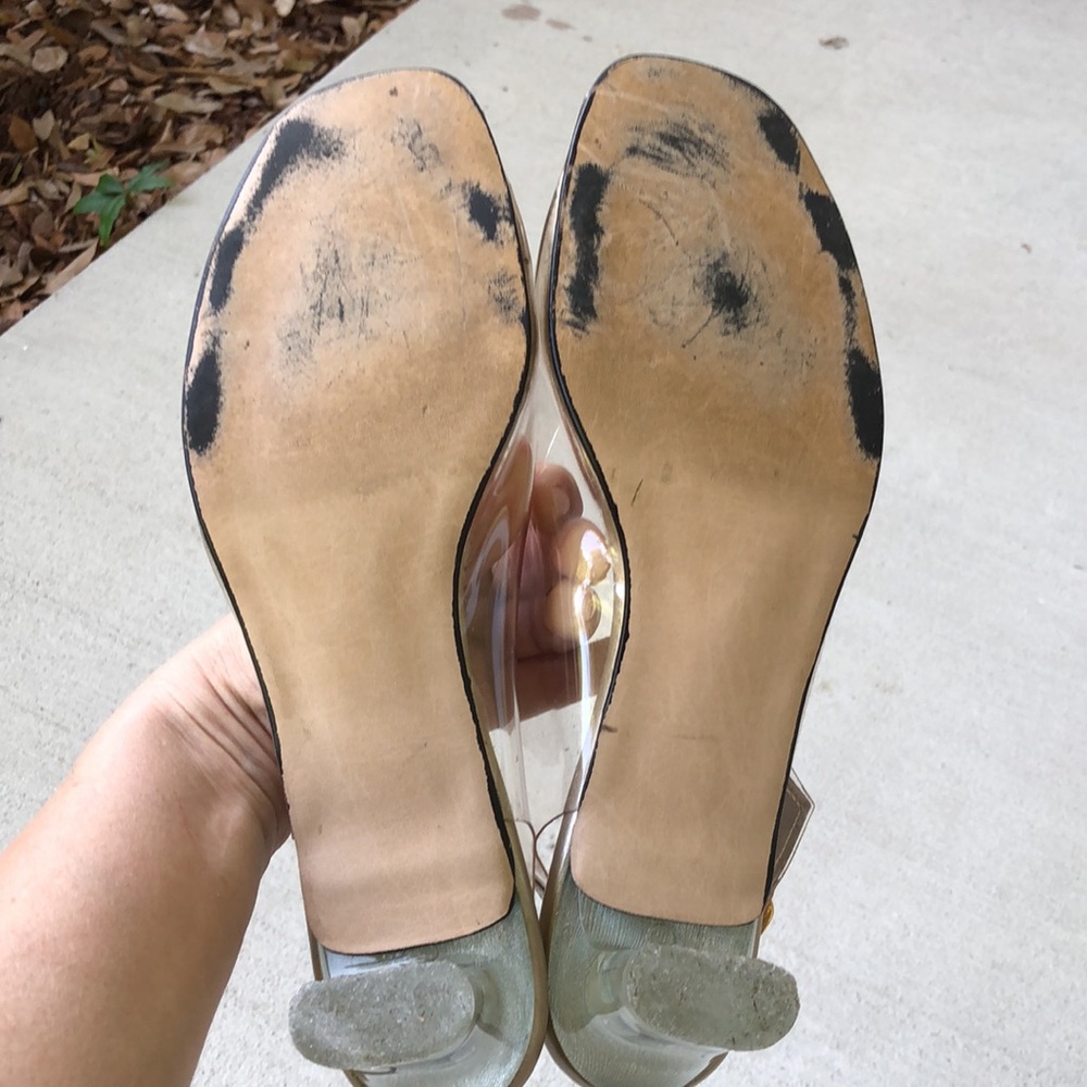 BOB BAKER Cinderella Clear Peep Toe Sling Back Heels - Picture 14 of 14